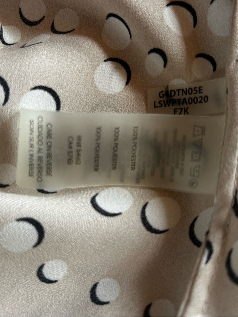 Karl Lagerfeld Cream Button-Down Ruffle Blouse with Dot Print - Picture 5 of 6